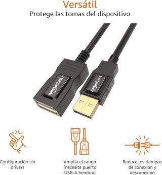 Cable Alargador USB-A 2.0 AmazonBasics 1m