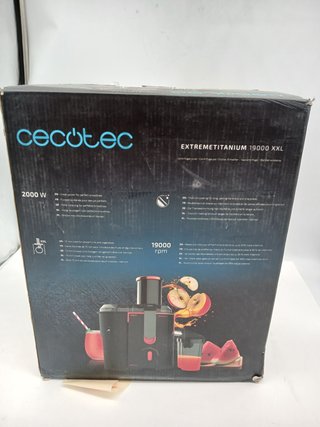Cecotec Licuadora para Frutas y Verduras ExtremeTitanium 19000. 1000 W, 19000 rpm de Velocidad, Recubrimiento de Titanio en el D