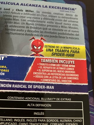 Spider-Man: Un Nuevo Universo Blu-ray + Extras