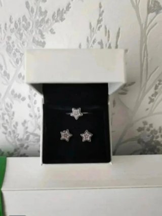 Conjunto Pandora: Anillo y Pendientes  de plata