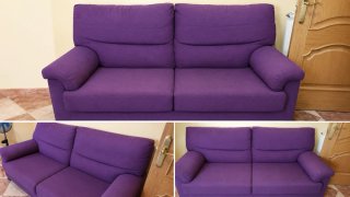 Sofá morado de 2 plazas