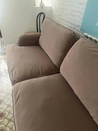 Sofá de terciopelo rosa Ikea Stocksund
