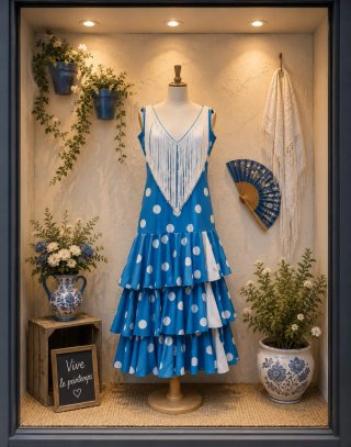 Trajes de flamenca verdes con lunares blancos