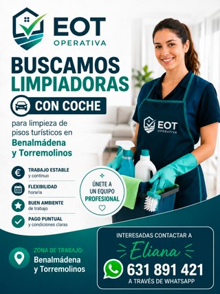 LIMPIADORAS CON COCHE. BENALMÁDENA Y TORREMOLINOS.