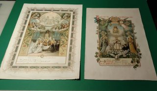 VECCHIE LITOGRAFIE 1- COMUNIONE / 1906/ 1907