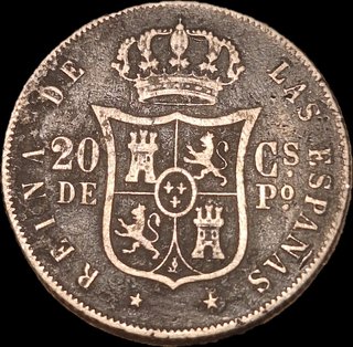 20 Centavos Isabel II 1868 Manila