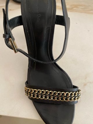 Sandalias Massimo Dutti Tacón Madera Cadena Dorada