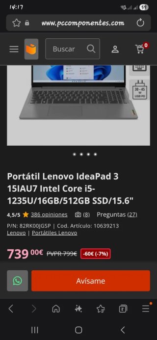 Lenovo IdeaPad 3 i7 16GB 512GB SSD Gris