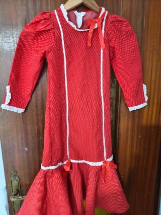 Vestido Flamenca Niña Rojo Lunares