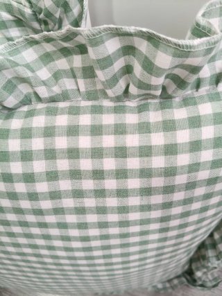 2 Fundas Cojín Vichy Verde y Blanco