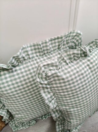 2 Fundas Cojín Vichy Verde y Blanco