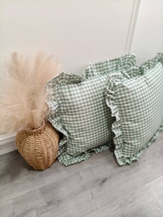 2 Fundas Cojín Vichy Verde y Blanco