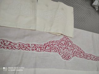 Coppia Lenzuola Matrimoniali Pizzo punto Venezia