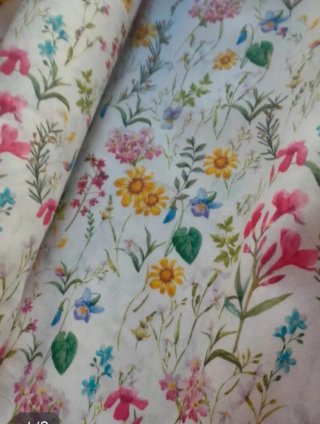 Tela loneta estampada flores 1m x 1,40m