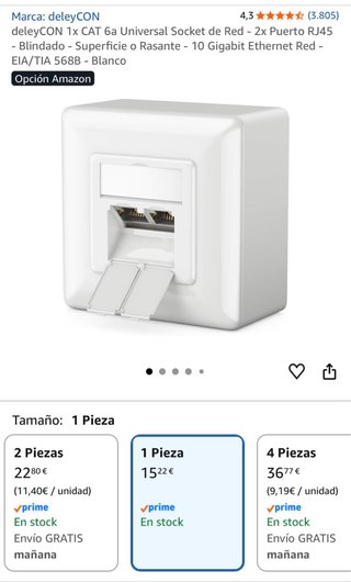 Caja Superficie Doble RJ45 Cat.6a FTP