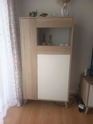 Vitrina de salón madera y cristal