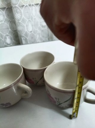 Lote 3 Tazas Flores Beige y Rosa