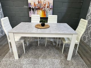 Mesa Comedor Madera y 4 Sillas Blancas