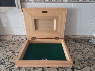 Caja joyero o costurero, decorativa dorada y rosa