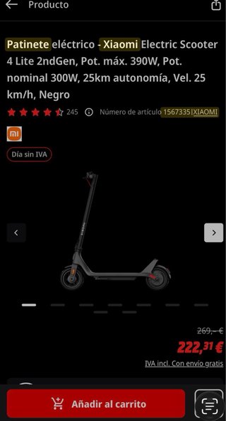 Patinete xiaomi 4 lite 2 gen