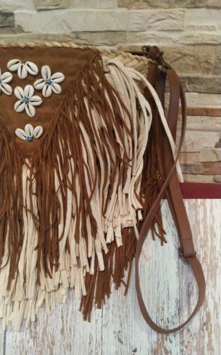 Bolso Boho Flecos Flores Conchas