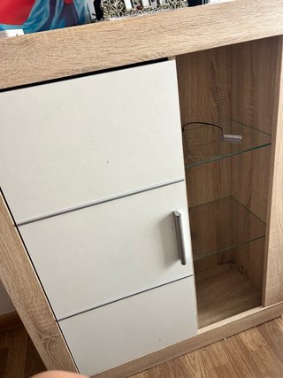Estantería Mueble LED Madera y Cristal