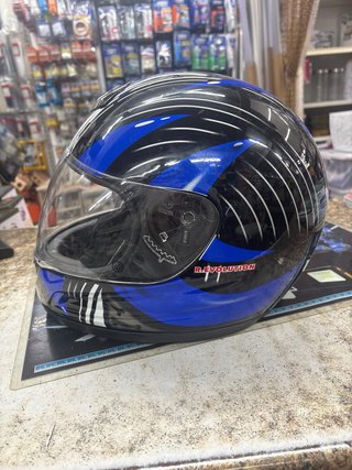 Casco de Moto Integral Azul y Negro