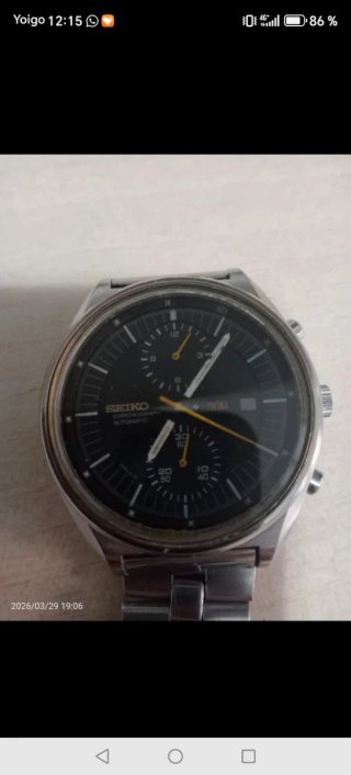 Reloj Seiko Cronógrafo Automático Plata Negro
