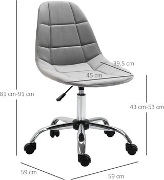 Silla Giratoria, Diseño Ergonómico y Regulable Sin Brazos, Gris, 59X59X81-91Cm