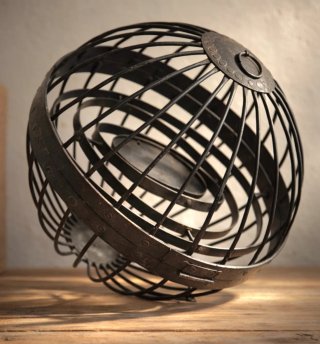 Grande sfera giroscopica nautica vintage metallo