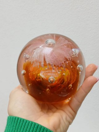 Fermacarte Vetro Murano Fiore Arancio
