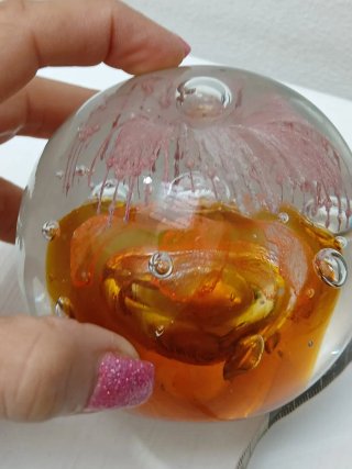 Fermacarte Vetro Murano Fiore Arancio