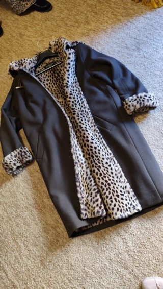 Abrigo largo forro animal print T/XL
