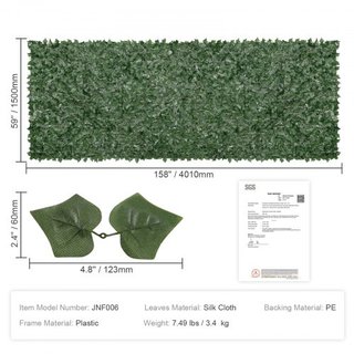 Valla de Privacidad de Hiedra, Pantalla de Pared Verde Artificial de 1.5 x 4m, Valla de Hiedra Verde con Respaldo de Tela de Malla y Junta Reforzada, Decoración de Hojas de Hiedra Falsa para Jardí...