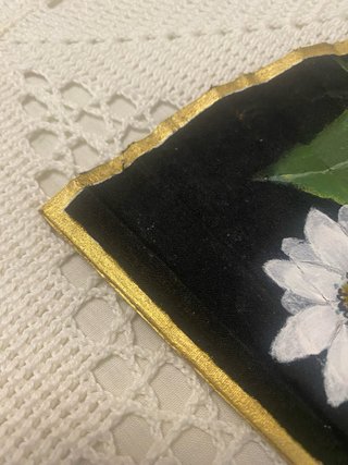 Abanico pintado a mano flores margaritas