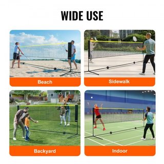 Red de bádminton, red de voleibol ajustable en altura, red de pickleball plegable de 17 pies de ancho, conjunto de red de tenis portátil de fácil instalación con postes, soporte y bolsa de transpo...
