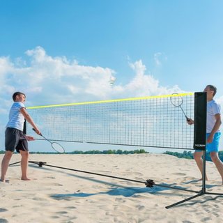 Red de bádminton, red de voleibol ajustable en altura, red de pickleball plegable de 17 pies de ancho, conjunto de red de tenis portátil de fácil instalación con postes, soporte y bolsa de transpo...
