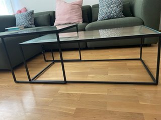 Mesa Centro Cristal y Acero Negro (2 Piezas)