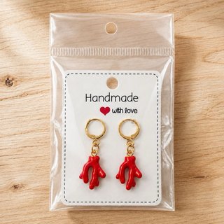 Pendientes coral rojo y oro