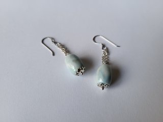 Pendientes Largos Plata 925 Azul tipo Larimar