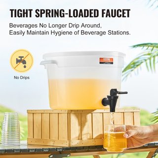 Dispensatore di Bevande, Dispensatori da 3 Galloni per Feste, Dispensatore di Succo in Plastica con Rubinetto e Coperchio, Dispensatore di Tè Ghiacciato, Limonata, Succo, Acqua, per Ristoranti, Alberghi...