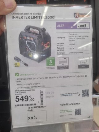 Generador Eléctrico SG Group 2000W estoy en Gandía
