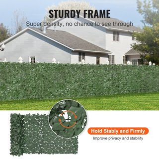 Valla de Privacidad de Hiedra, Pantalla de Pared Verde Artificial de 1 x 2.5 m, Valla de Hiedra Verde con Junta Reforzada, Decoración de Hojas de Hiedra Falsa para Jardín Exterior, Patio, Balcón, ...