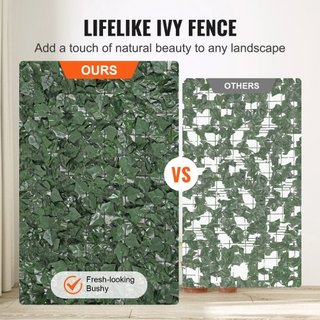 Valla de Privacidad de Hiedra, Pantalla de Pared Verde Artificial de 1 x 2.5 m, Valla de Hiedra Verde con Junta Reforzada, Decoración de Hojas de Hiedra Falsa para Jardín Exterior, Patio, Balcón, ...