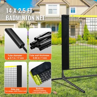 Red de bádminton, red de voleibol ajustable en altura, red de pickleball plegable de 14 pies de ancho, conjunto de red de tenis portátil de fácil instalación con postes, soporte y bolsa de transpo...