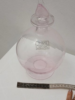 Bottiglia Murano Vetro Artistico Rosa Trasparente