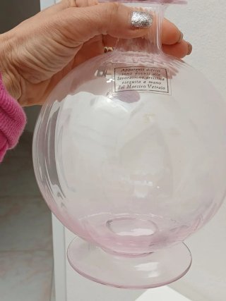 Bottiglia Murano Vetro Artistico Rosa Trasparente
