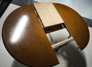 Mesa camilla redonda madera y cristal