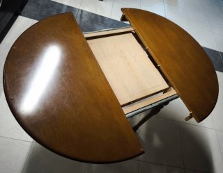 Mesa camilla redonda madera y cristal
