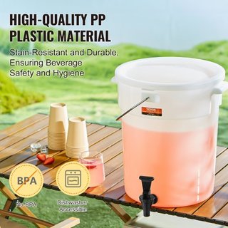 Distributore di bevande, distributori di bevande da 5 galloni per feste, distributore di succhi di plastica con rubinetto e coperchio, tè freddo, limonata, succo di frutta, distributore di acqua, per ristoranti, bevande calde...